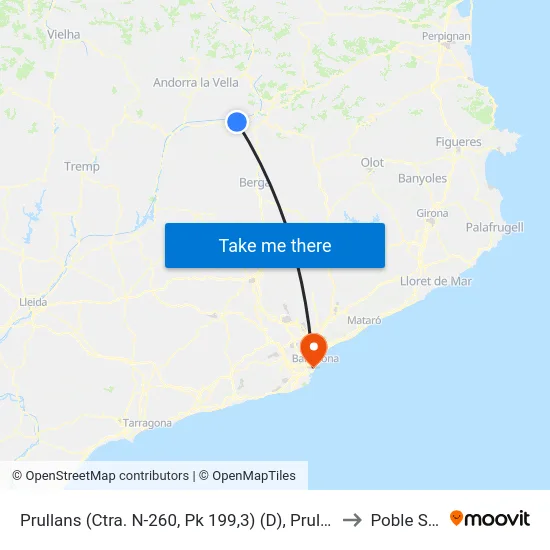 Prullans (Ctra. N-260, Pk 199,3) (D), Prullans to Poble Sec map