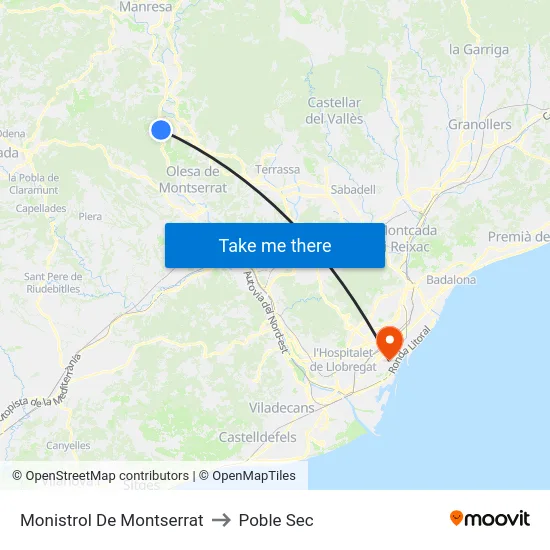 Monistrol De Montserrat to Poble Sec map