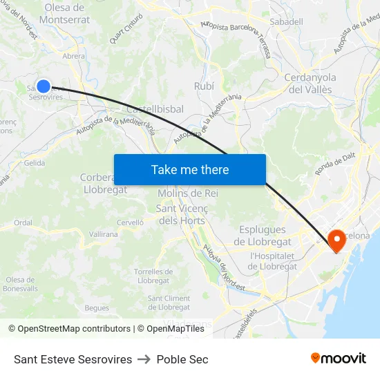 Sant Esteve Sesrovires to Poble Sec map