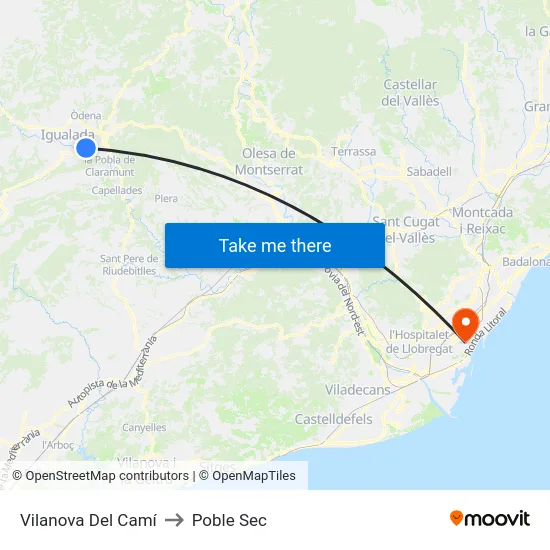 Vilanova Del Camí to Poble Sec map