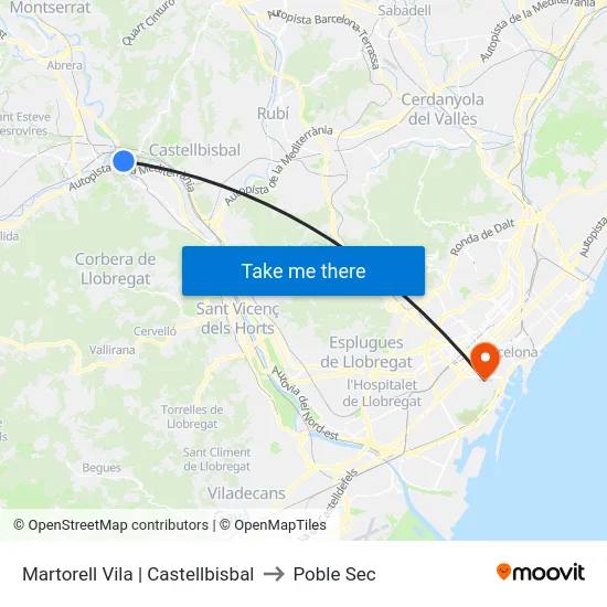 Martorell Vila | Castellbisbal to Poble Sec map