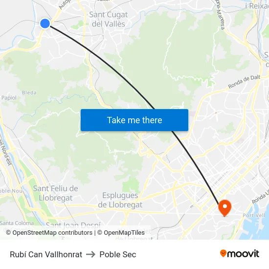 Rubí Can Vallhonrat to Poble Sec map