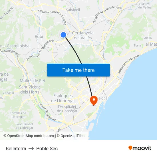 Bellaterra to Poble Sec map