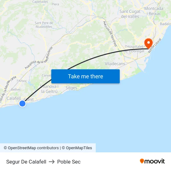 Segur De Calafell to Poble Sec map