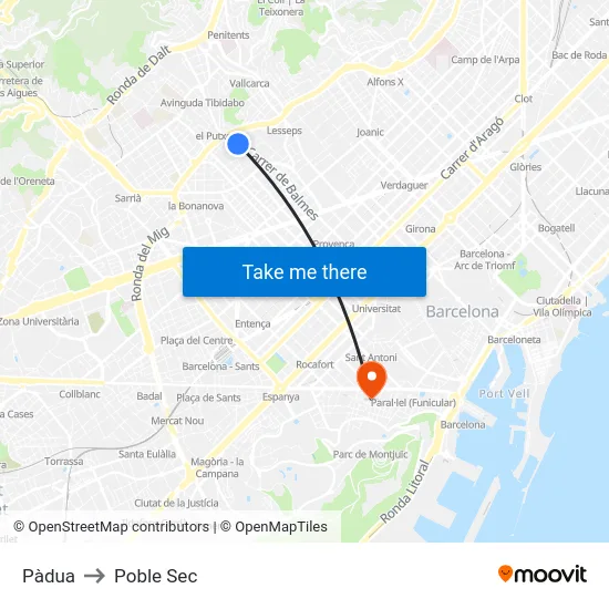 Pàdua to Poble Sec map