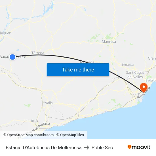 Estació D’Autobusos De Mollerussa to Poble Sec map