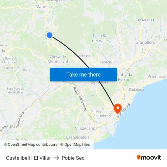 Castellbell I El Villar to Poble Sec map