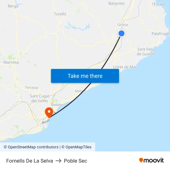 Fornells De La Selva to Poble Sec map