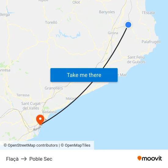 Flaçà to Poble Sec map