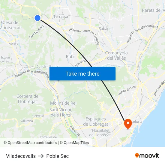 Viladecavalls to Poble Sec map