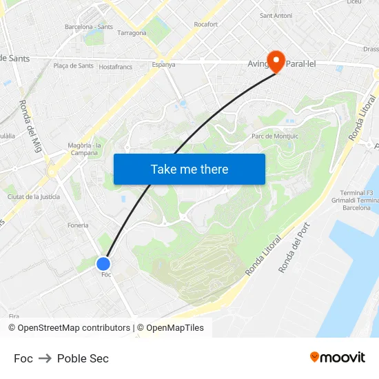 Foc to Poble Sec map