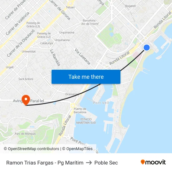 Ramon Trias Fargas - Pg Marítim to Poble Sec map