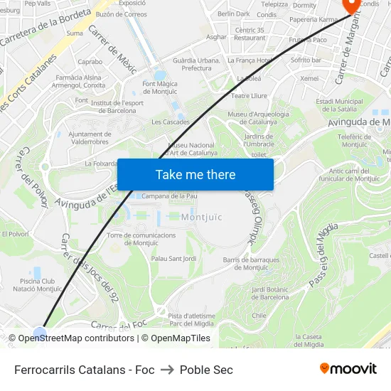 Ferrocarrils Catalans - Foc to Poble Sec map