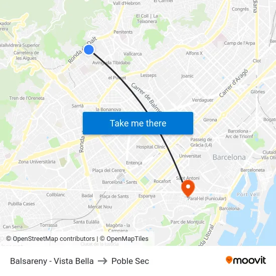 Balsareny - Vista Bella to Poble Sec map