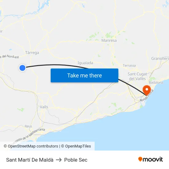 Sant Martí De Maldà to Poble Sec map
