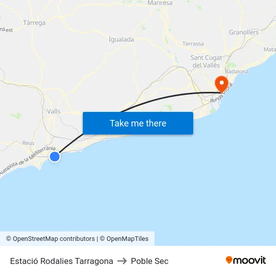 Estació Rodalies Tarragona to Poble Sec map