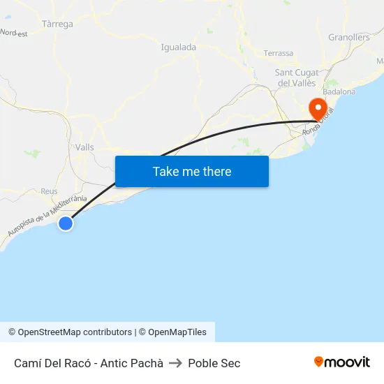 Camí Del Racó - Antic Pachà to Poble Sec map