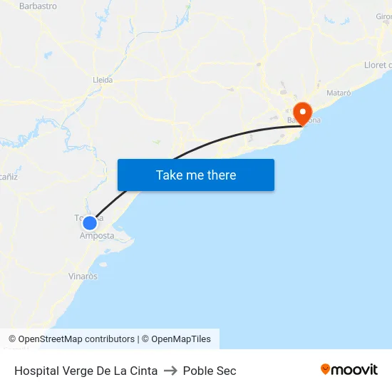 Hospital Verge De La Cinta to Poble Sec map