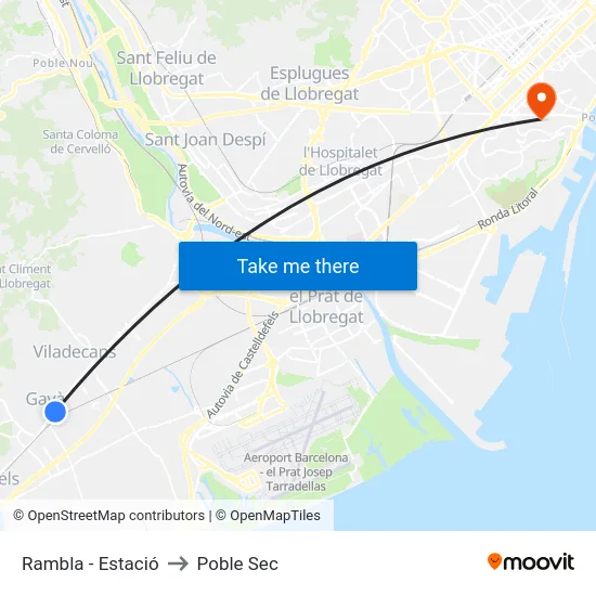 Rambla - Estació to Poble Sec map