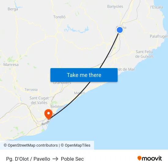 Pg. D'Olot / Pavello to Poble Sec map