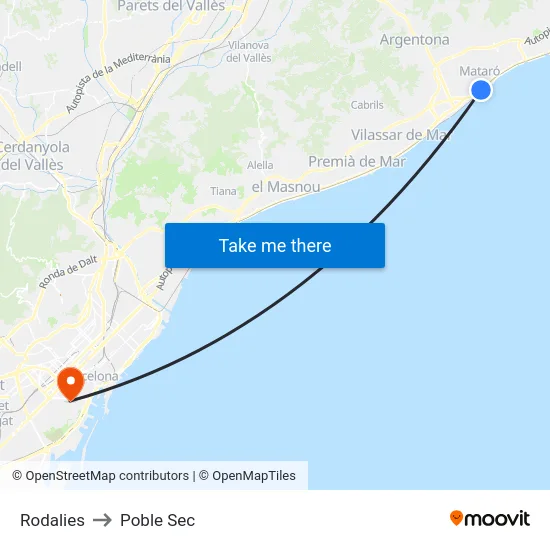 Rodalies to Poble Sec map