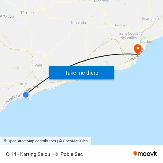 C-14 - Karting Salou to Poble Sec map