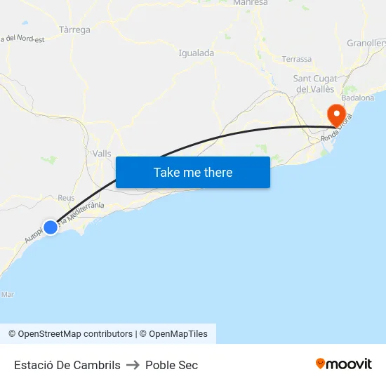 Estació De Cambrils to Poble Sec map