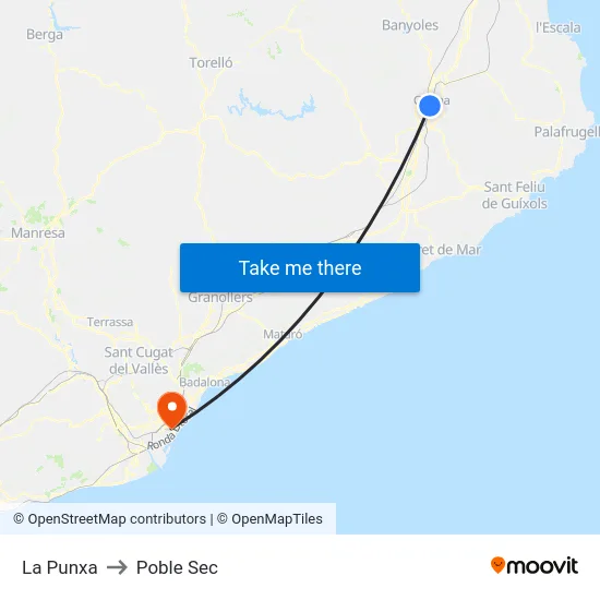 La Punxa to Poble Sec map