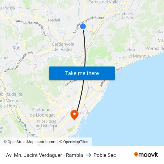 Av. Mn. Jacint Verdaguer - Rambla to Poble Sec map