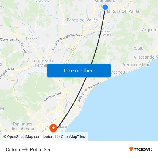Colom to Poble Sec map