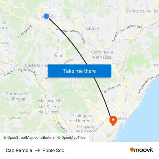 Cap Rambla to Poble Sec map