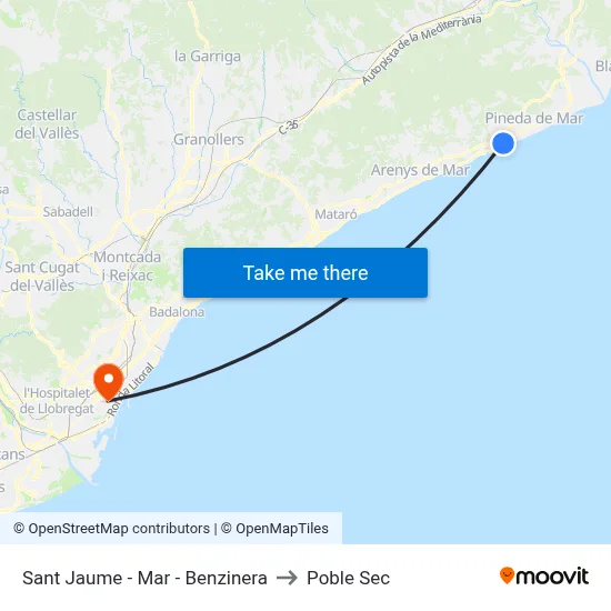 Sant Jaume - Mar - Benzinera to Poble Sec map