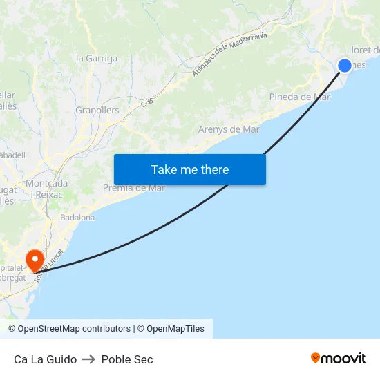 Ca La Guido to Poble Sec map