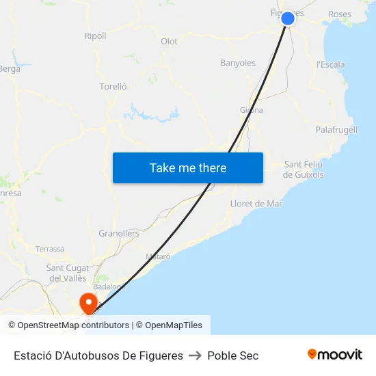 Estació D'Autobusos De Figueres to Poble Sec map