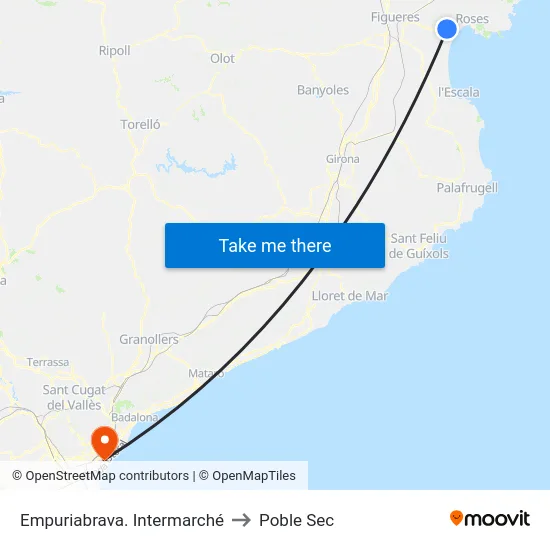 Empuriabrava. Intermarché to Poble Sec map