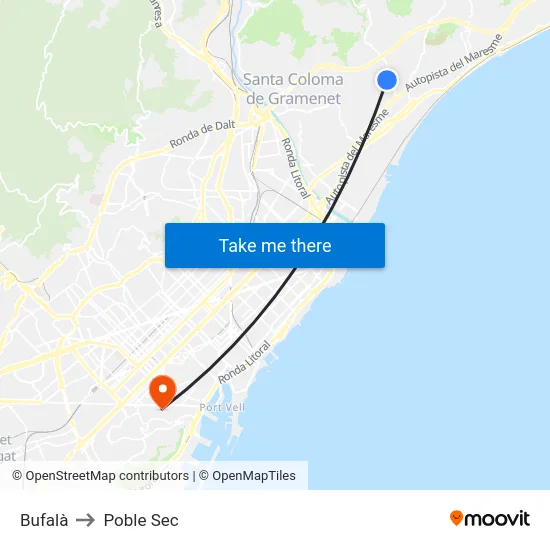 Bufalà to Poble Sec map