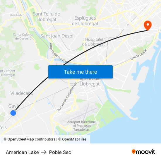 American Lake to Poble Sec map