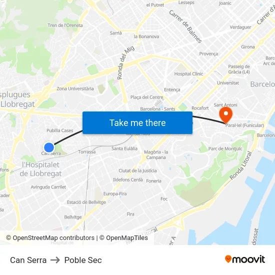 Can Serra to Poble Sec map