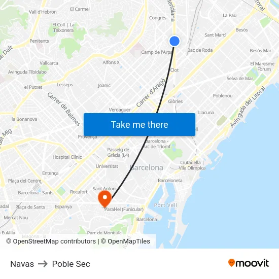 Navas to Poble Sec map