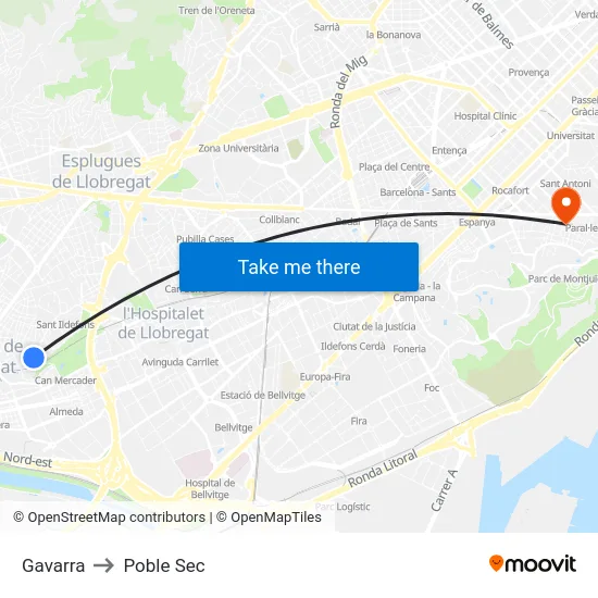 Gavarra to Poble Sec map