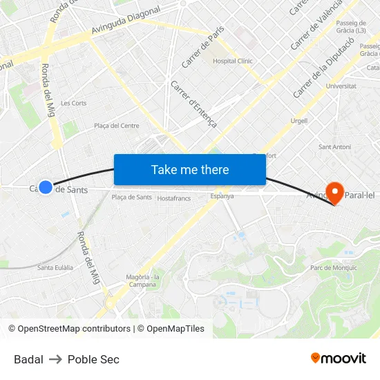 Badal to Poble Sec map