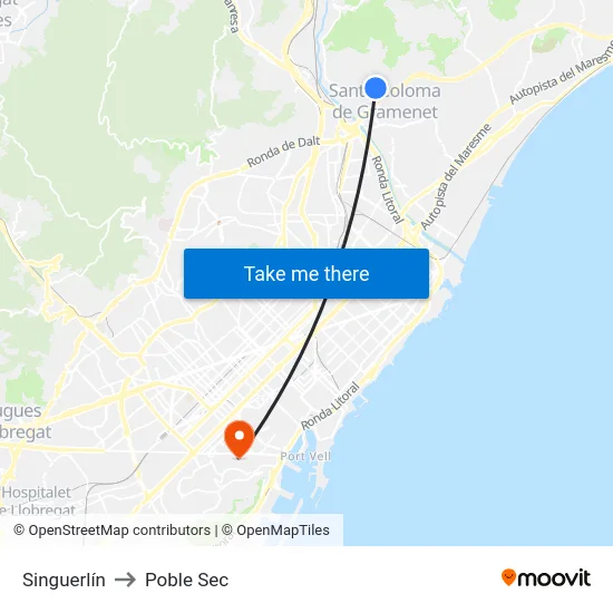 Singuerlín to Poble Sec map