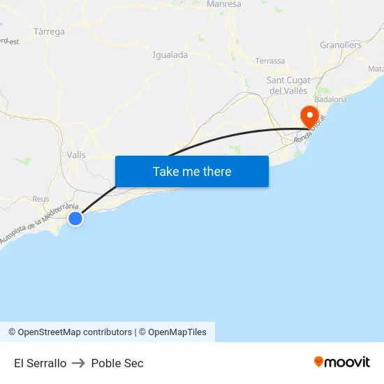 El Serrallo to Poble Sec map