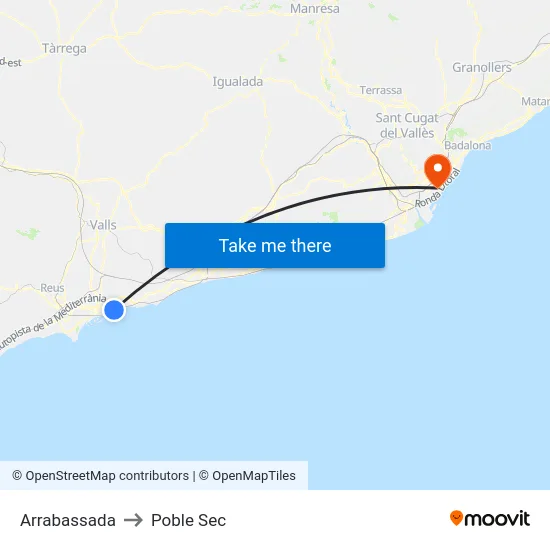 Arrabassada to Poble Sec map