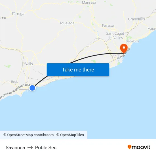 Savinosa to Poble Sec map