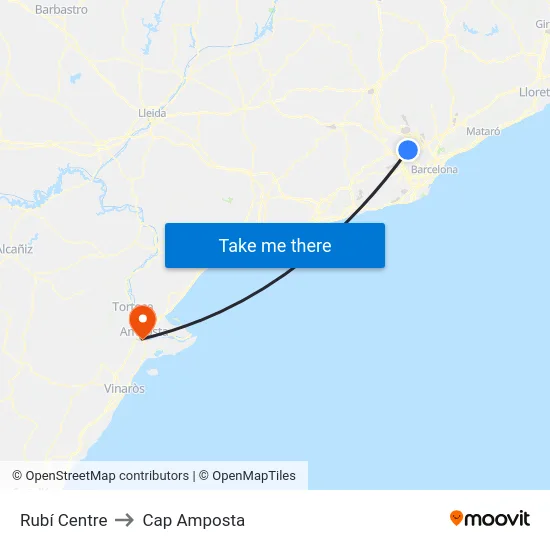 Rubí Centre to Cap Amposta map