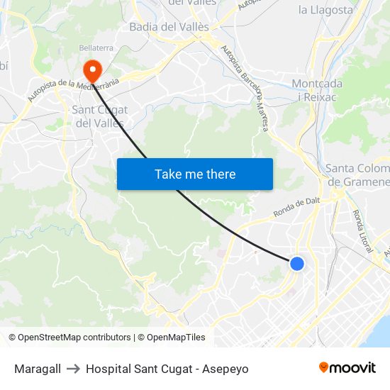 Maragall to Hospital Sant Cugat - Asepeyo map