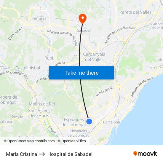 Maria Cristina to Hospital de Sabadell map