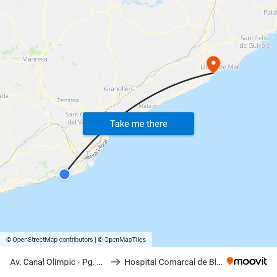 Av. Canal Olímpic - Pg. Pitort to Hospital Comarcal de Blanes map