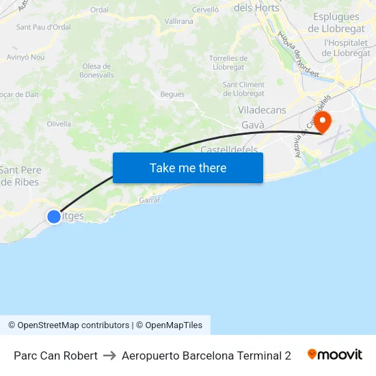 Parc Can Robert to Aeropuerto Barcelona Terminal 2 map